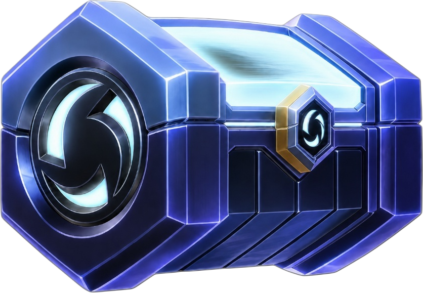 A glowing light-cyan Common Questy loot chest